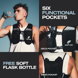 SWIFTVEST Running Phone Holder Vest with 6 Pockets & 500ml/17oz Water Bottle | Reflective Hydration Vest | Men & Women SWIFTVEST Running Phone Holder Vest with 6 Pockets & 500ml/17oz Water Bottle | Reflective Hydration Vest | Men & Women