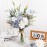 Fake Artificial Flowers Bouquet for Decoration, Silk Floral Arrangements Faux Flowers Plant Wedding Bride Bouquets Tables Centerpieces for Rustic Home Decor Indoor Vase Floral Table Decor (Blue White)