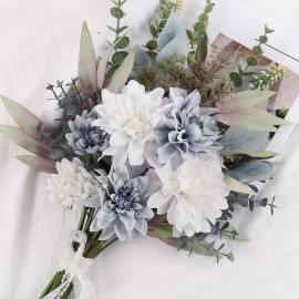 Fake Artificial Flowers Bouquet for Decoration, Silk Floral Arrangements Faux Flowers Plant Wedding Bride Bouquets Tables Centerpieces for Rustic Home Decor Indoor Vase Floral Table Decor (Blue White) Fake Artificial Flowers Bouquet for Decoration, Silk Floral Arrangements Faux Flowers Plant Wedding Bride Bouquets Tables Centerpieces for Rustic Home Decor Indoor Vase Floral Table Decor (Blue White)
