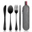 Travel Utensils with Case, Quatish Portable Silverware Set for Work, Stainless Steel Reusable Travel Cutlery Set, Fork and Spoon Set for Camping, Picnic, Gadgets, Lunch Box for Men, Black