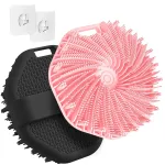 ManmiHealth 2 PCS Silicone Body Scrubber Shower Brush, Upgrade Super-Exfoliating Shower Scrubber with Non-Slip Hand Strap, Silicone Body Buffer for Use in Shower (Black+Pink)