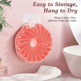 ManmiHealth 2 PCS Silicone Body Scrubber Shower Brush, Upgrade Super-Exfoliating Shower Scrubber with Non-Slip Hand Strap, Silicone Body Buffer for Use in Shower (Black+Pink)