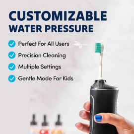 Puur Smile Professional Water Flosser - Advanced Dental Care for a Healthier Mouth, Gum, and Teeth - IPX7 Waterproof Oral Irrigator | 7 Replacement Tips, Travel-Friendly, Rechargeable - Oral Hygiene