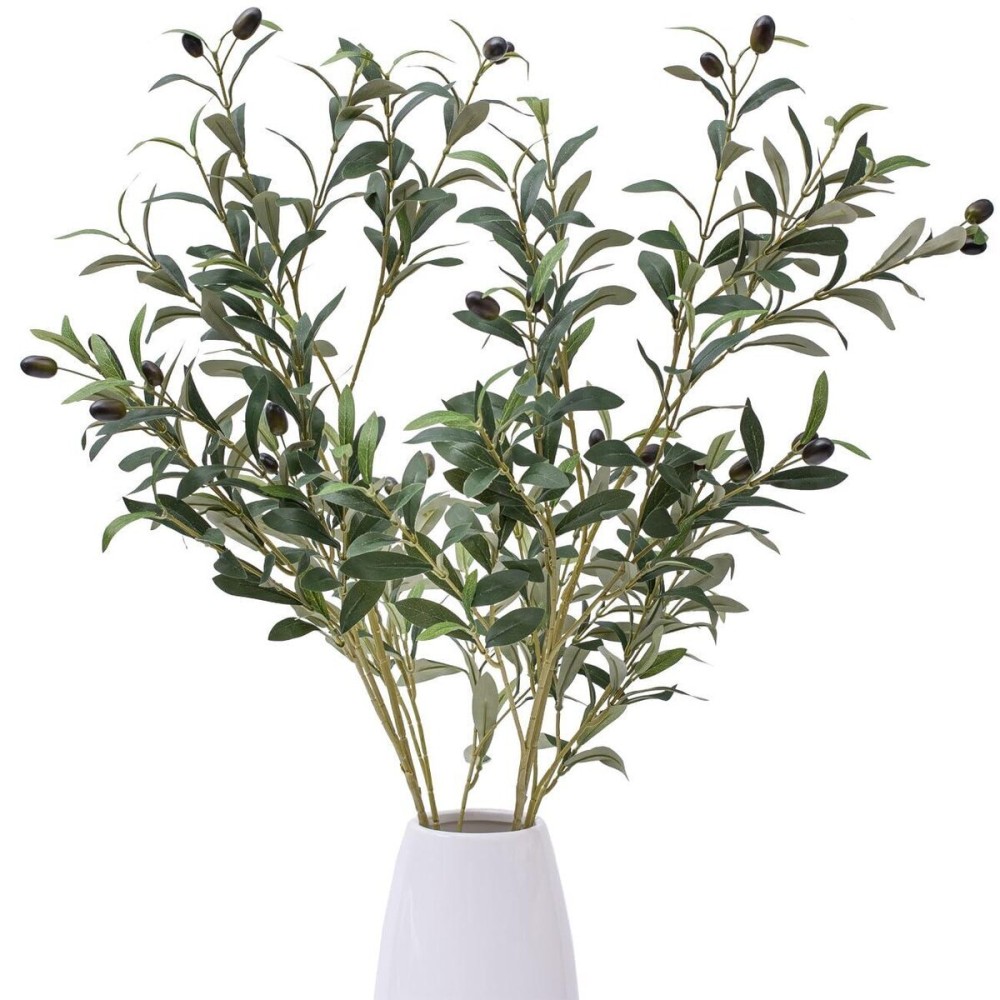 Heleze 39 Inch Artificial Olive Branch Greenery Stems Fake Plants with 222 Leaves for Vase Faux Olive Branches Home Decor Indoor 2PCS Heleze 39 Inch Artificial Olive Branch Greenery Stems Fake Plants with 222 Leaves for Vase Faux Olive Branches Home Decor Indoor 2PCS