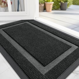 OLANLY Front Door Mat Indoor Outdoor Entrance, Waterproof All-Season, All-Weather Doormat, Sturdy Natural Rubber, Fade Resistant, Low Profile, Easy Clean Patio Porch Entryway Mat, 29.5x17, Black OLANLY Front Door Mat Indoor Outdoor Entrance, Waterproof All-Season, All-Weather Doormat, Sturdy Natural Rubber, Fade Resistant, Low Profile, Easy Clean Patio Porch Entryway Mat, 29.5x17, Black