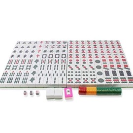 usamjtable Chinese Filipino Mahjong Set Large 144 Melamin Tiles (No Number Green)
