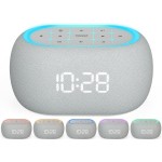 ANJANK White Noise Sound Machine Alarm Clock with Bluetooth Speaker, 21 Relaxing Sounds, 7 Night Lights,0-100% Dimmer/Sleep Timer/30-Level Volume Control,Sound Machine for Kids Adults Sleeping,Bedroom