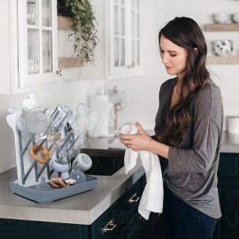 Termichy Baby Bottle Drying Rack: Large Vertical Bottle Dryer Rack Holder - Space Saving Standing Drying Rack for Baby Bottles and Pump Part Cleaning (Gray)