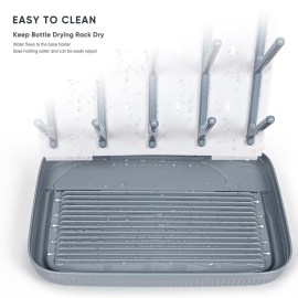 Termichy Baby Bottle Drying Rack: Large Vertical Bottle Dryer Rack Holder - Space Saving Standing Drying Rack for Baby Bottles and Pump Part Cleaning (Gray)