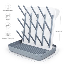 Termichy Baby Bottle Drying Rack: Large Vertical Bottle Dryer Rack Holder - Space Saving Standing Drying Rack for Baby Bottles and Pump Part Cleaning (Gray)