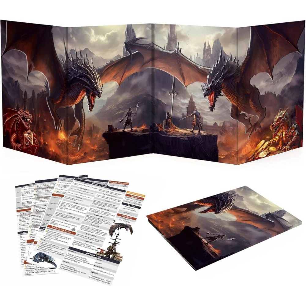 Haxtec DND DM Screen, Master Screen Compatible with Dungeons and Dragons Board Games Masters, TTRPG Accessories DND Gifts for DM Dungeons Masters