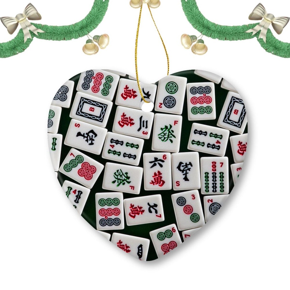 Christmas Ornaments Mahjong Cute Ceramic Ornament Porcelain Tree Ornament Decorations Keepsake for Holiday Christmas Ornaments Mahjong Cute Ceramic Ornament Porcelain Tree Ornament Decorations Keepsake for Holiday