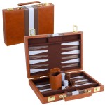 RERIVER Backgammon Set 2 Players Classic Backgammon Sets for Adults Board Game with PU Leather Case Portable and Travel Backgammon Set (Brown, 11inch)