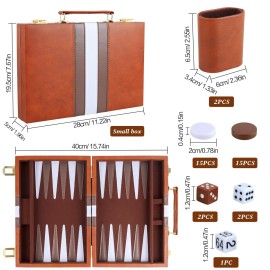 RERIVER Backgammon Set 2 Players Classic Backgammon Sets for Adults Board Game with PU Leather Case Portable and Travel Backgammon Set (Brown, 11inch) RERIVER Backgammon Set 2 Players Classic Backgammon Sets for Adults Board Game with PU Leather Case Portable and Travel Backgammon Set (Brown, 11inch)