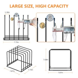 KORRTFID Kitchen Cabinet Organizer, Steel Cookware Holder, Divided Holder with 5 Slots for Skillets Baking Tray and Chopping Board Rack - Baking Pan Holder Storage (2 PCS) KORRTFID Kitchen Cabinet Organizer, Steel Cookware Holder, Divided Holder with 5 Slots for Skillets Baking Tray and Chopping Board Rack - Baking Pan Holder Storage (2 PCS)