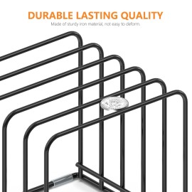 KORRTFID Kitchen Cabinet Organizer, Steel Cookware Holder, Divided Holder with 5 Slots for Skillets Baking Tray and Chopping Board Rack - Baking Pan Holder Storage (2 PCS) KORRTFID Kitchen Cabinet Organizer, Steel Cookware Holder, Divided Holder with 5 Slots for Skillets Baking Tray and Chopping Board Rack - Baking Pan Holder Storage (2 PCS)