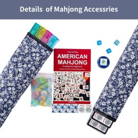 GUSTARIA American Mahjong Set,166 Premium Acrylic Tiles with Blue Prints, 4 All-in-One Color Rack/Pushers, Complete Mahjong Game Set with Floral Blue Carrying Bag GUSTARIA American Mahjong Set,166 Premium Acrylic Tiles with Blue Prints, 4 All-in-One Color Rack/Pushers, Complete Mahjong Game Set with Floral Blue Carrying Bag