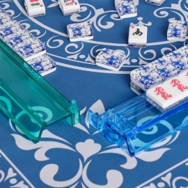 GUSTARIA American Mahjong Set,166 Premium Acrylic Tiles with Blue Prints, 4 All-in-One Color Rack/Pushers, Complete Mahjong Game Set with Floral Blue Carrying Bag GUSTARIA American Mahjong Set,166 Premium Acrylic Tiles with Blue Prints, 4 All-in-One Color Rack/Pushers, Complete Mahjong Game Set with Floral Blue Carrying Bag