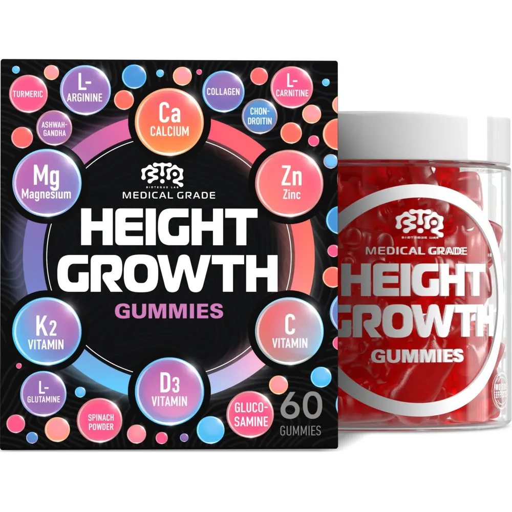 Height Growth Increase Gummies Vitamins, Grow Tall Supplement, Calcium, Magnesium, Zinc, Ashwagandha, Glucosamine Multivitamin for Teens, Kids, Adults Height Growth Increase Gummies Vitamins, Grow Tall Supplement, Calcium, Magnesium, Zinc, Ashwagandha, Glucosamine Multivitamin for Teens, Kids, Adults