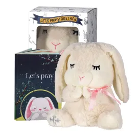 VUNCESSIN Baptism Gifts for Girls, Baby Dedication Gift, Christening Gifts for Baby Girls, Baptism Gifts Set Include 7\'\' Plush Bunny and Let\'s Pray Book in Keepsake Box.