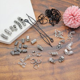 Fscwlmon 207Pcs Viking Hair Jewelry Nordic Runes Tube Beads,Accessories Kit for Braids Dreadlock Beard Locs,Metal Clips Cuff Rings,Braiding Beard Decoration Bracelets Pendant Necklace DIY Silver Fscwlmon 207Pcs Viking Hair Jewelry Nordic Runes Tube Beads,Accessories Kit for Braids Dreadlock Beard Locs,Metal Clips Cuff Rings,Braiding Beard Decoration Bracelets Pendant Necklace DIY Silver