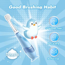 Papablic Toddler Sonic Electric Kids Toothbrush for Ages 1-3 Years, Baby Electric Toothbrush with Cute Penguin Cover and Smart LED Timer, 2 Brush Heads (Pippin) Papablic Toddler Sonic Electric Kids Toothbrush for Ages 1-3 Years, Baby Electric Toothbrush with Cute Penguin Cover and Smart LED Timer, 2 Brush Heads (Pippin)