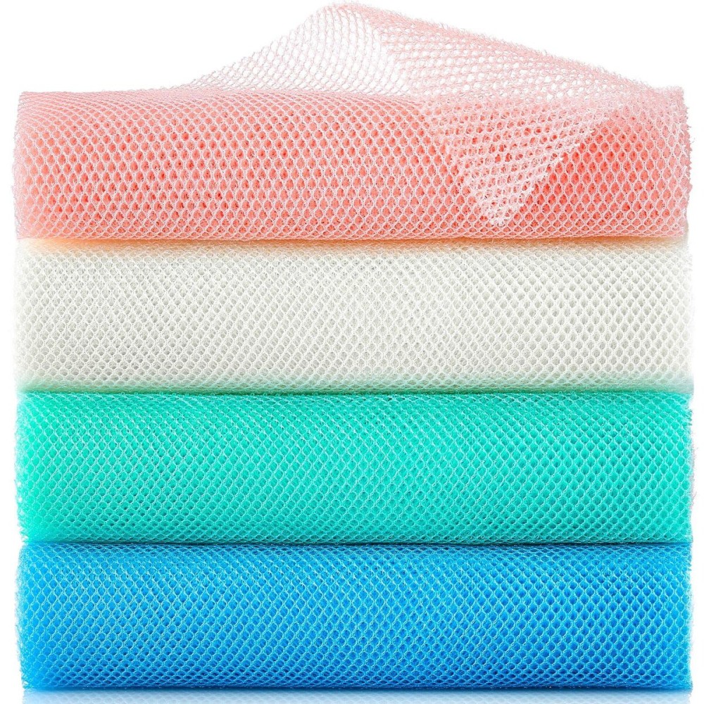 4 Pieces African Exfoliating Net, Long African Net Sponge, Nylon African Net Cloth, Exfoliating Washcloth, Body Scrubbers for Use in Shower, Back Scrubber Skin Smoothers for Bath (Multicolor 4) 4 Pieces African Exfoliating Net, Long African Net Sponge, Nylon African Net Cloth, Exfoliating Washcloth, Body Scrubbers for Use in Shower, Back Scrubber Skin Smoothers for Bath (Multicolor 4)