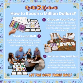 Award-Winning Board Game for Families - Rolls 2 Riches | Fast-Paced Dice, Card & Strategy Game for Kids & Adults | Perfect for Parties, Travel, Camping, Game Nights & Outdoor Summer Fun Award-Winning Board Game for Families - Rolls 2 Riches | Fast-Paced Dice, Card & Strategy Game for Kids & Adults | Perfect for Parties, Travel, Camping, Game Nights & Outdoor Summer Fun