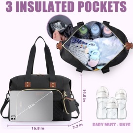 Tuwubi Diaper Bag Tote,Baby Diaper Bag with Pacifier Case Large Travel Diaper Tote Caddy for Mom and Dad Multifunction Large Baby Bag - Black Tuwubi Diaper Bag Tote,Baby Diaper Bag with Pacifier Case Large Travel Diaper Tote Caddy for Mom and Dad Multifunction Large Baby Bag - Black