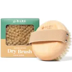 Bare Botanics Dry Body Brush for Lymphatic Drainage - Improve Circulation w/Gentle Exfoliation for Soft Skin - Ergonomically Designed w/Elastic Strap - Soft but Firm Natural Boar Bristles