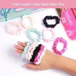 3pcs Satin Bonnets for Kids Sleeping, Cute Hair Bonnet with Scrunchies for Girls Curly Hair, A