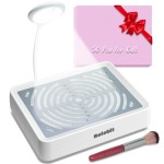 Rolokit Nail Dust Collector with Lamp&50pcs Disposable Filter&Dusting Brush, Electric Nail Vacuum Cleaner Dust Fan Suction Machine for Manicure Acrylic Gel Nails Polishing, Low Noise, Salon Home