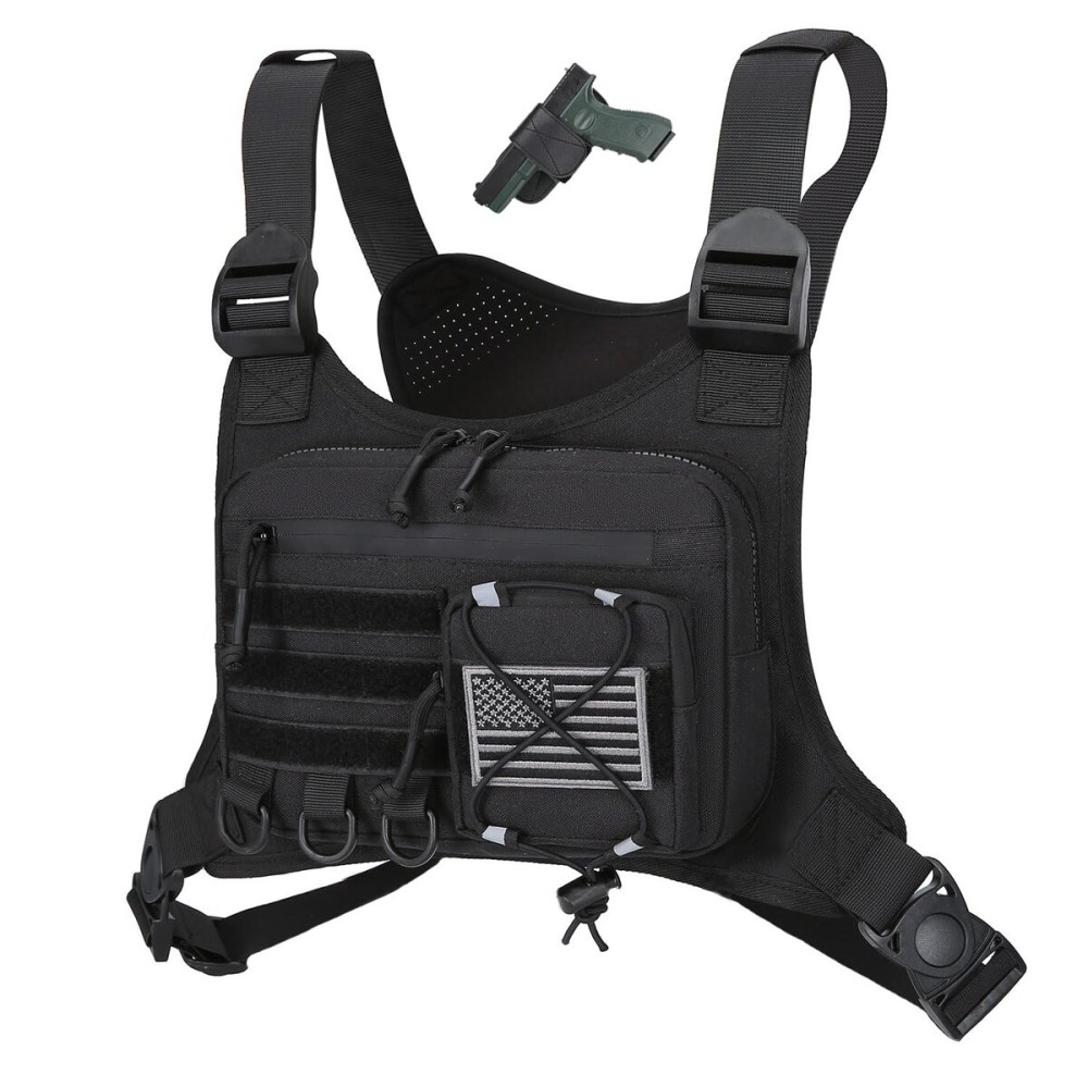 Outdoor Sports Chest Bag for Men, Chest Vest Holster Fits Most Pistols, Adjustable EDC Travel Chest Pack for Running, Hiking, Workouts (Black) Outdoor Sports Chest Bag for Men, Chest Vest Holster Fits Most Pistols, Adjustable EDC Travel Chest Pack for Running, Hiking, Workouts (Black)