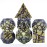 Maywin Dice Set D&D Metal,DND Metallic Glitter Crack Dice with Gift Box for RPG Board Games (Greenish Yellow Color + Purple)
