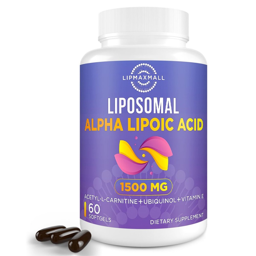 lipmaxmall Liposomal Alpha Lipoic Acid 1500mg-with Acetyl-L-Carnitine 900mg& Ubiquinol 100mg& Vitamin E 15mgALA Supplement for Antioxidants Glucose Metabolism Nerve Energy Cardiovascular,60 Softgels lipmaxmall Liposomal Alpha Lipoic Acid 1500mg-with Acetyl-L-Carnitine 900mg& Ubiquinol 100mg& Vitamin E 15mgALA Supplement for Antioxidants Glucose Metabolism Nerve Energy Cardiovascular,60 Softgels