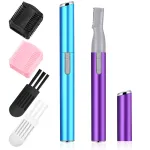 Chumia 2 Pcs Electric Eyebrow Trimmer Women Precision Face Razors Mini Shaver with Comb Christmas Women Gift Battery Operated Personal Epilator for Face Neck Fuzz Lips Leg(Sky Blue, Purple)