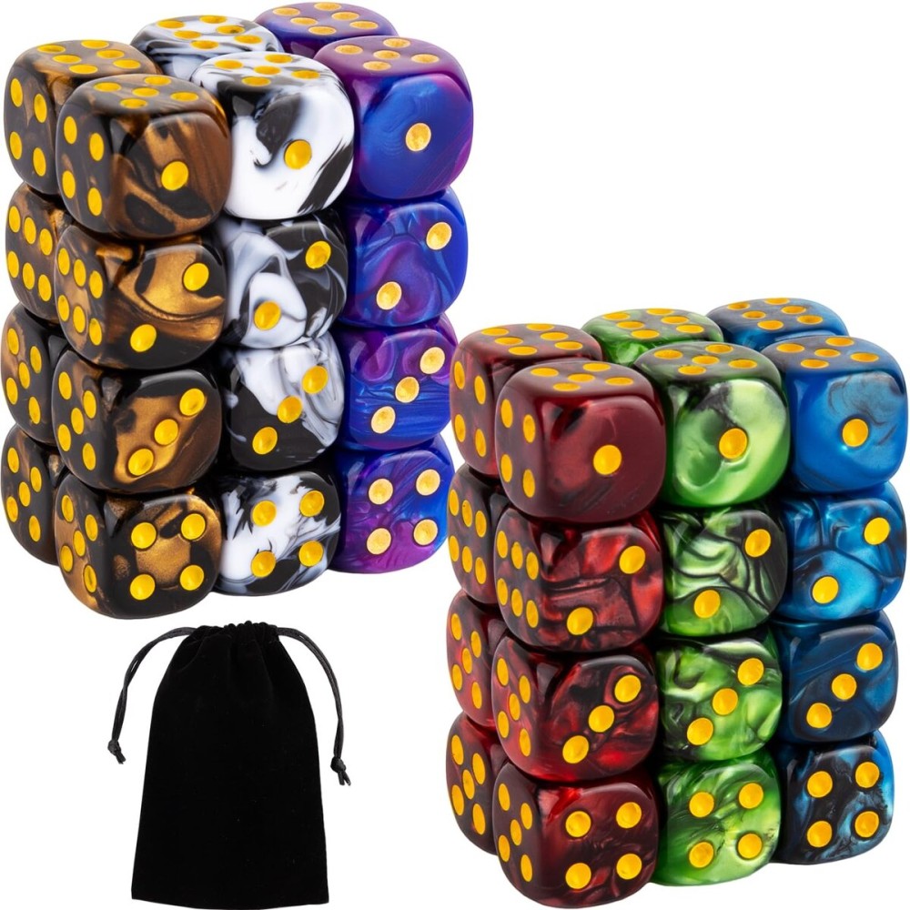 48 PCS 12mm 6 Sided Dice Set Marble D6 Dice Round Corner Board Game Dice for Tenzi Farkle Bunco MTG DND or Math Learning 48 PCS 12mm 6 Sided Dice Set Marble D6 Dice Round Corner Board Game Dice for Tenzi Farkle Bunco MTG DND or Math Learning