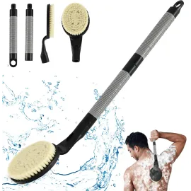 Back Scrubber Anti Slip for Shower, 21.7 Detachable Back Bath Brush for Shower, Back Scrubber, Exfoliation and Improved Skin Health for Elderly with Limited Arm Movement, Disabled (21.7 Black)