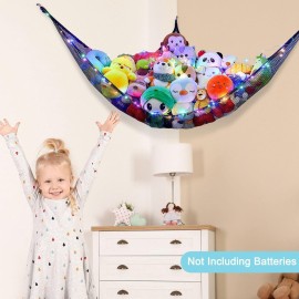 Unicorn Castle Stuffed Animals Net or Hammock Kids Toy Storage Organizer with LED Light Hanging Corner Stuffed Animals Holder Kids Girls Room Decor(Pack of 1)