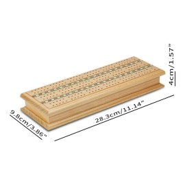 Tradeopia Wooden Cribbage Board Game - 3 Track with Storage Cabinet, Includes Metal Crib Pegs and 2 Deck of Playing Card, Wooden Crib Game Set, Travel Games
