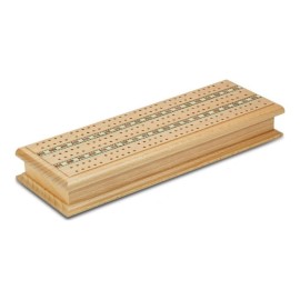 Tradeopia Wooden Cribbage Board Game - 3 Track with Storage Cabinet, Includes Metal Crib Pegs and 2 Deck of Playing Card, Wooden Crib Game Set, Travel Games