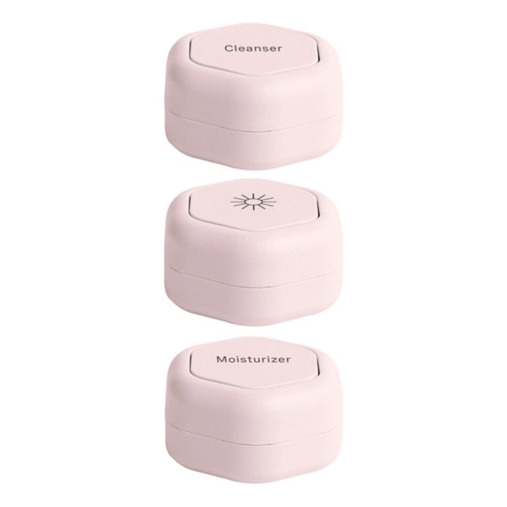 Cadence Travel Containers - Skincare Set - Magnetic Travel Capsules - for Facial Cleanser, Moisturizer, Sunscreen - 3 Small Capsules (0.56oz) with Cleanser, Moisturizer & Sun-Icon Labels - Petal Cadence Travel Containers - Skincare Set - Magnetic Travel Capsules - for Facial Cleanser, Moisturizer, Sunscreen - 3 Small Capsules (0.56oz) with Cleanser, Moisturizer & Sun-Icon Labels - Petal