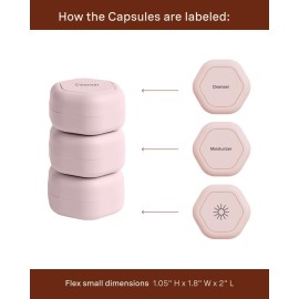 Cadence Travel Containers - Skincare Set - Magnetic Travel Capsules - for Facial Cleanser, Moisturizer, Sunscreen - 3 Small Capsules (0.56oz) with Cleanser, Moisturizer & Sun-Icon Labels - Petal Cadence Travel Containers - Skincare Set - Magnetic Travel Capsules - for Facial Cleanser, Moisturizer, Sunscreen - 3 Small Capsules (0.56oz) with Cleanser, Moisturizer & Sun-Icon Labels - Petal