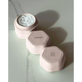 Cadence Travel Containers - Skincare Set - Magnetic Travel Capsules - for Facial Cleanser, Moisturizer, Sunscreen - 3 Small Capsules (0.56oz) with Cleanser, Moisturizer & Sun-Icon Labels - Petal Cadence Travel Containers - Skincare Set - Magnetic Travel Capsules - for Facial Cleanser, Moisturizer, Sunscreen - 3 Small Capsules (0.56oz) with Cleanser, Moisturizer & Sun-Icon Labels - Petal