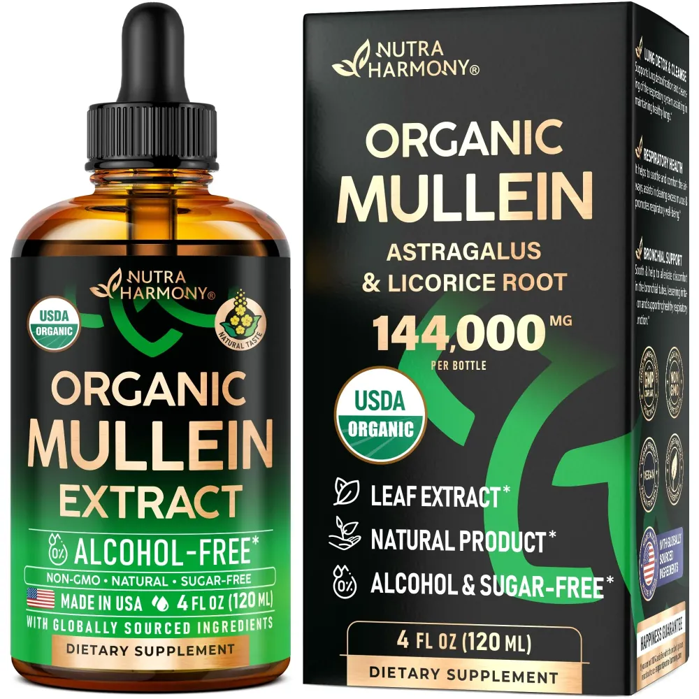 Mullein Drops for Lungs - USDA Organic Liquid - Mullein Leaf Extract Supplement - Made in USA - Lung & Bronchial Cleanse for Smokers - Respiratory Health Support - As Tincture, Tea, Pills - 4 fl oz Mullein Drops for Lungs - USDA Organic Liquid - Mullein Leaf Extract Supplement - Made in USA - Lung & Bronchial Cleanse for Smokers - Respiratory Health Support - As Tincture, Tea, Pills - 4 fl oz