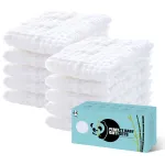 HIPHOP PANDA 10 Pack 6-Layers Muslin Burp Cloths Large - Durable 100% Cotton - Baby Essentials Extra Absorbent and Soft Boys & Girls Rags for Newborn Registry (White, 20 X10)