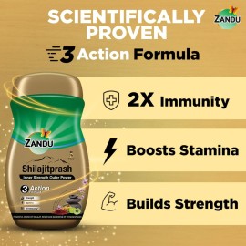 Zandu Shilajitprash, Combination of Shilajit and Selected Herbs of Chyawanpash, a Powerhouse of 47 Potent Ayurvedic Herbs, 3 Action Formula to Boost Strength, Stamina & Immunity, 900 Gm