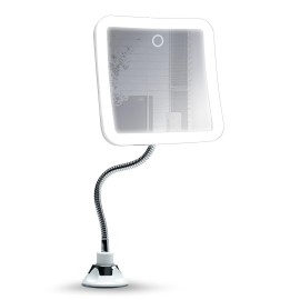 Fancii 10x Flexible Magnifying Mirror with 3 LED Light Settings, Rechargeable - Gooseneck Lighted Makeup Mirror for Bathroom, Locking Suction Mount, Cordless, 360 Rotatable (Mira 2 Plus)