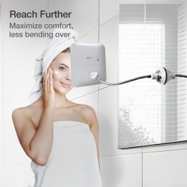 Fancii 10x Flexible Magnifying Mirror with 3 LED Light Settings, Rechargeable - Gooseneck Lighted Makeup Mirror for Bathroom, Locking Suction Mount, Cordless, 360 Rotatable (Mira 2 Plus)