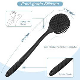 Manmihealth Silicone Back Scrubber (Thick Bristles) & Bath Glove & Face Brush Set(3PCS), Super-Exfoliating & Lathering Body Scrubber, Shower Brush, Face Scrubber Combination, with a Free Hook.(Black)